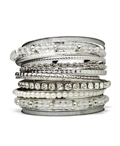 Beautiful Facet Bead Bangle Stack Bracelet Set