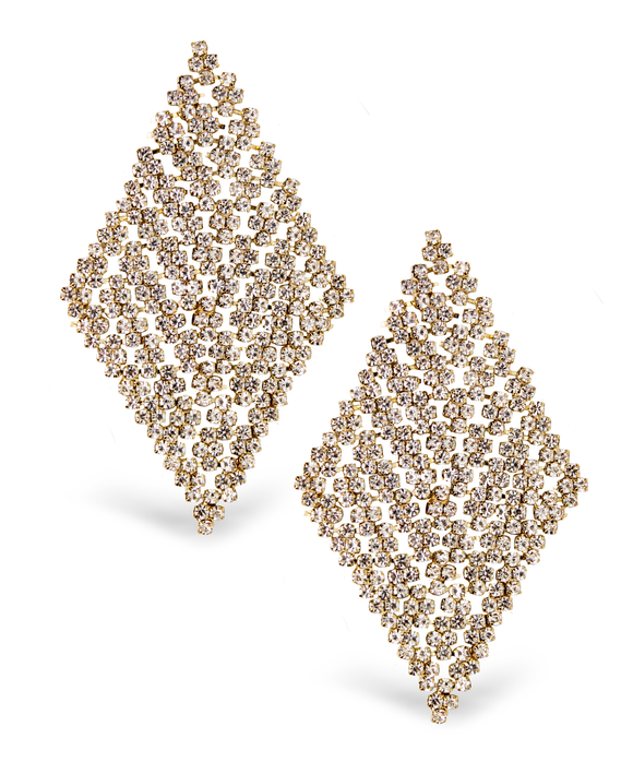 Diamond Shape Stone Statement Earrings