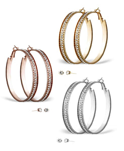 6 Pairs Multi Plating Hoop Trio Set